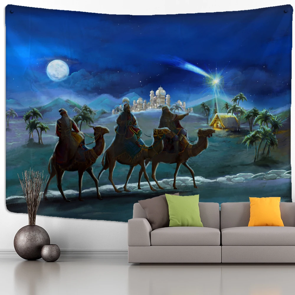 Tapestry Camel Starlight Oil Painting Wall Hanging Christmas Bohemian Style Psychedelic Witchcraft Mystery Home Decor tapestry decorations