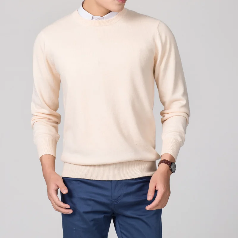 Мужской свитер для пеших прогулок, мужская рубашка,, шерстяная ткань, высокое качество, круглый вырез, свитера для мужчин, рубашки SYY09 - Цвет: SYY09-Beige