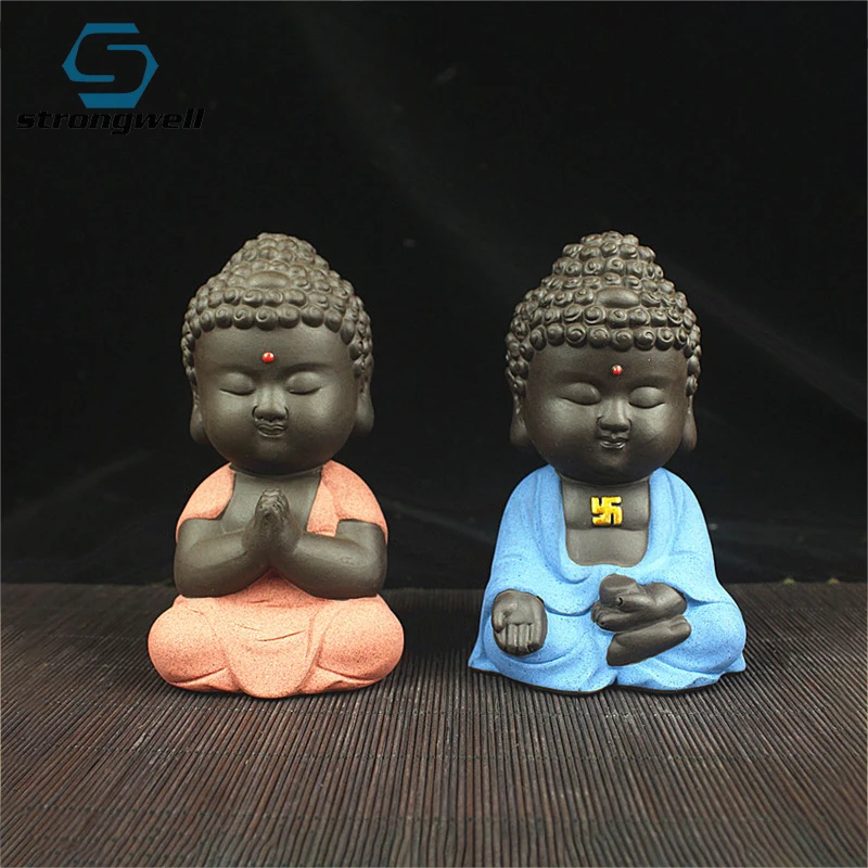

Strongwell Chinese Buddha Statue Small Monk Figurine Zen Teapot Purple Clay Ceramics Crafts Decorative Ceramic Ornaments Cute