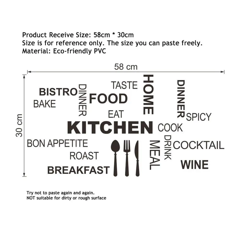 Creative Kitchen Text Wall Stickers For Kitchen Table Background Decoration Mural Restaurant Room Home Decor Removable Wallpaper wall stickers self adhesive stickers self adhesive wallpaper vinyl wallpaper kitchen wall sticker adhesive wallpaper decorative tile stickers