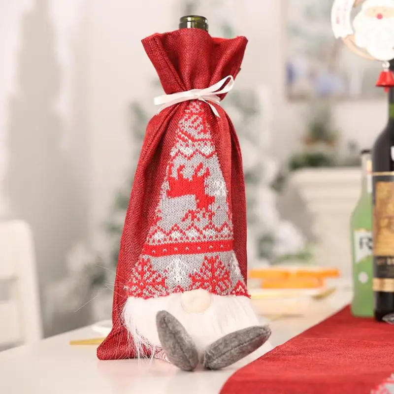Рождественская мультяшная бутылка для вина, украшение для стола