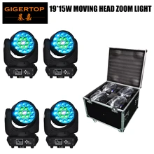 Чехол для полёта 4в1 упаковка 19x15 Вт RGBW светодиодные прожекторы размытого света DMX дискотека, ночной клуб DJ оборудование освещение для создания сценических эффектов