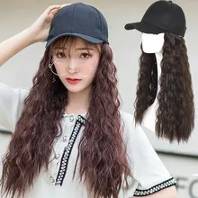 Парик шляпа женские длинные волосы одна женская летняя мода шерсть рулон тренд длинные вьющиеся волосы чистая красные волосы Полный головной убор