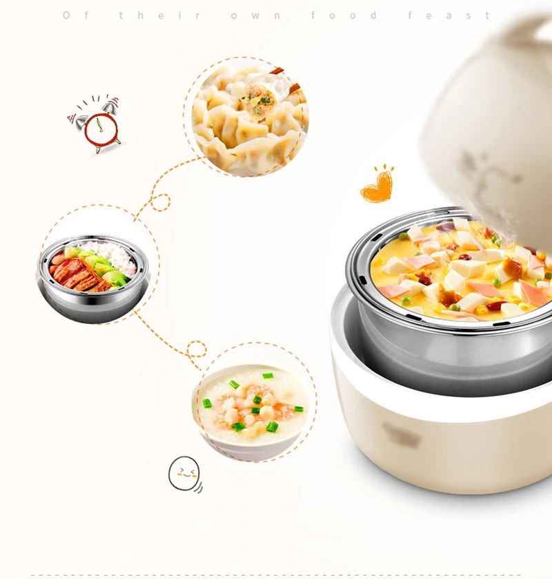 Electric lunch box double stainless steel liner heating lunch box hot rice plug in electric heating lunch box steaming rice13-1