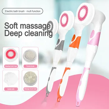 

4 In 1 Electric Shower Brush Multifunctional Body Brush Universal Long Handle Massage Brush Automatic Bath Cleaning Brush