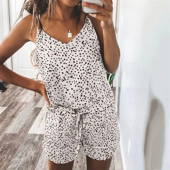 

Print V-neck pijamas women sleepwear women lace up home wear clothes sexy nightgown top and pants new summer short pajama set