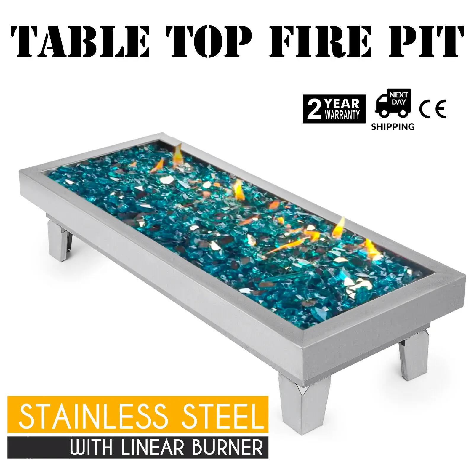 

Rectangular Lavelle Table Top Fire Pit Pan/Fire Bowl with Linear