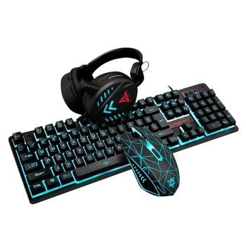 

Manipulator Keyboard and Mouse Set Headset Three-Piece Game Luminous Computer Desktop Wired Keyboard and Mouse