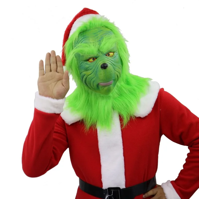 Смешной Grinch палантин Рождественская маска для вечеринки Косплей шляпа рождество