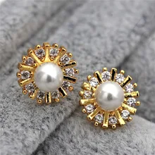 Богемные жемчужные серьги для женщин, позолоченные цветочные серьги, Винтажные серьги-гвоздики, свадебные ювелирные аксессуары