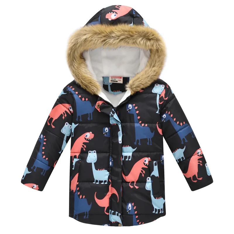 Fashion Autumn Winter Jacket For Boys Kids Children Fur Hooded Cotton Padding Jacket Warm Outerwear Coat For 2 4 6 10 Years Boys