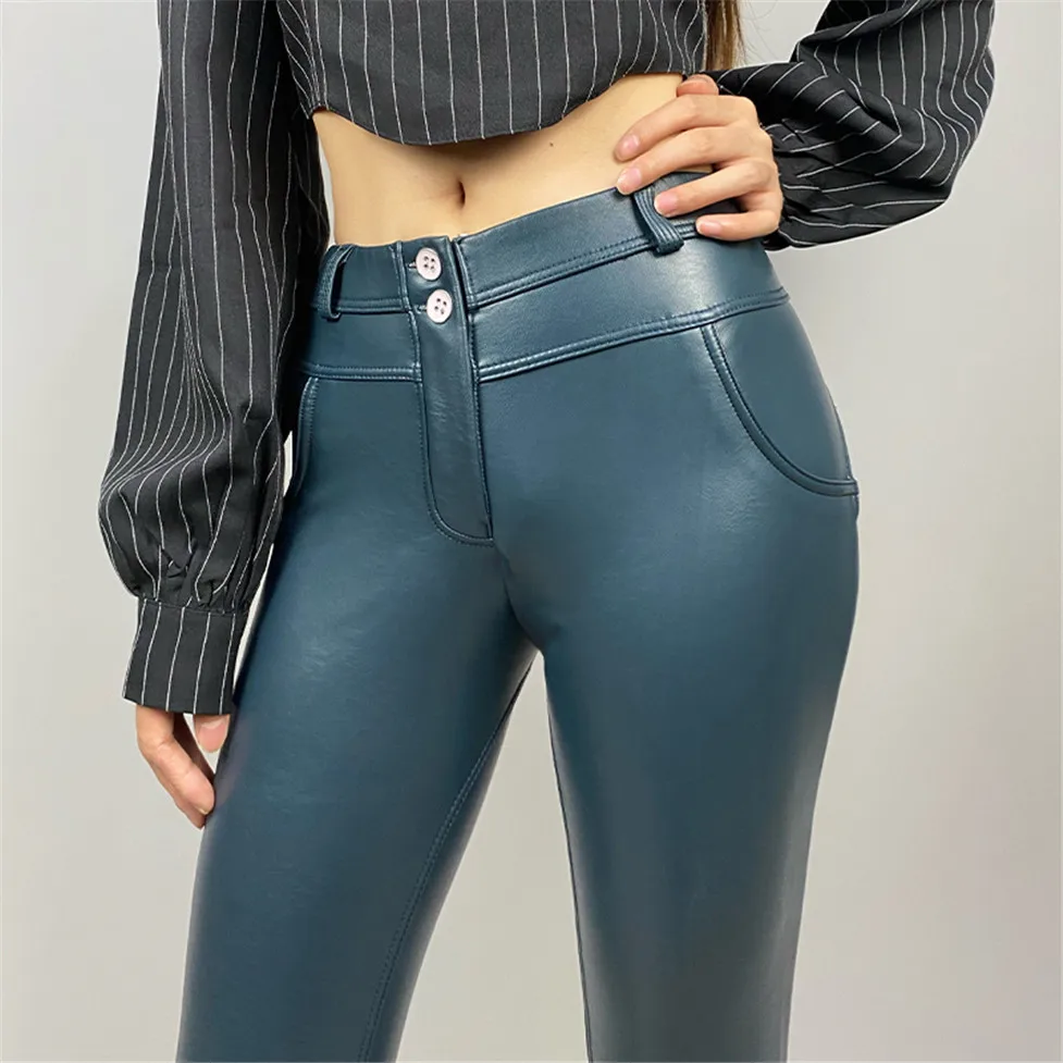 YAS YASLISAVA ANKLE PANT  Leather trousers  surf the webblue   Zalandocouk