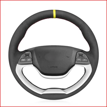 

Black Suede Hand Sew Comfortable Soft Steering Wheel Cover for Kia Morning 2011 2012 2013 2014 2015 2016 Picanto 2012-2015