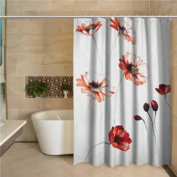 

Watercolor Flower Waterproof and colorful shower curtain Flower in Watercolor Painting Style Romantic Dramatic Nature Elements
