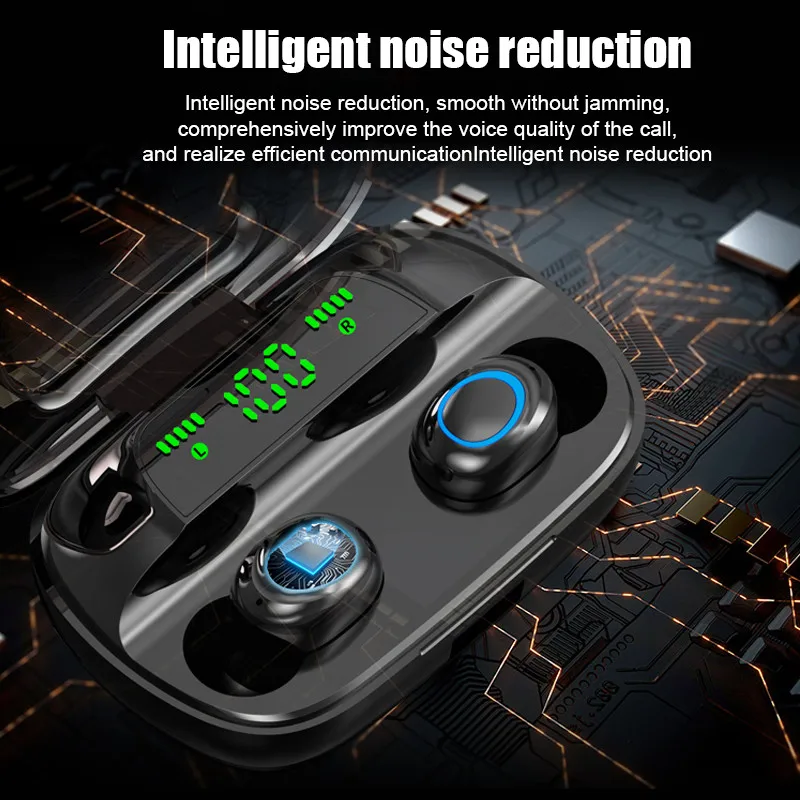 Беспроводные наушники Bluetooth 5,0, светодиодный дисплей, TWS, беспроводные bluetooth-наушники с сенсорным управлением, водонепроницаемая гарнитура с шумоподавлением