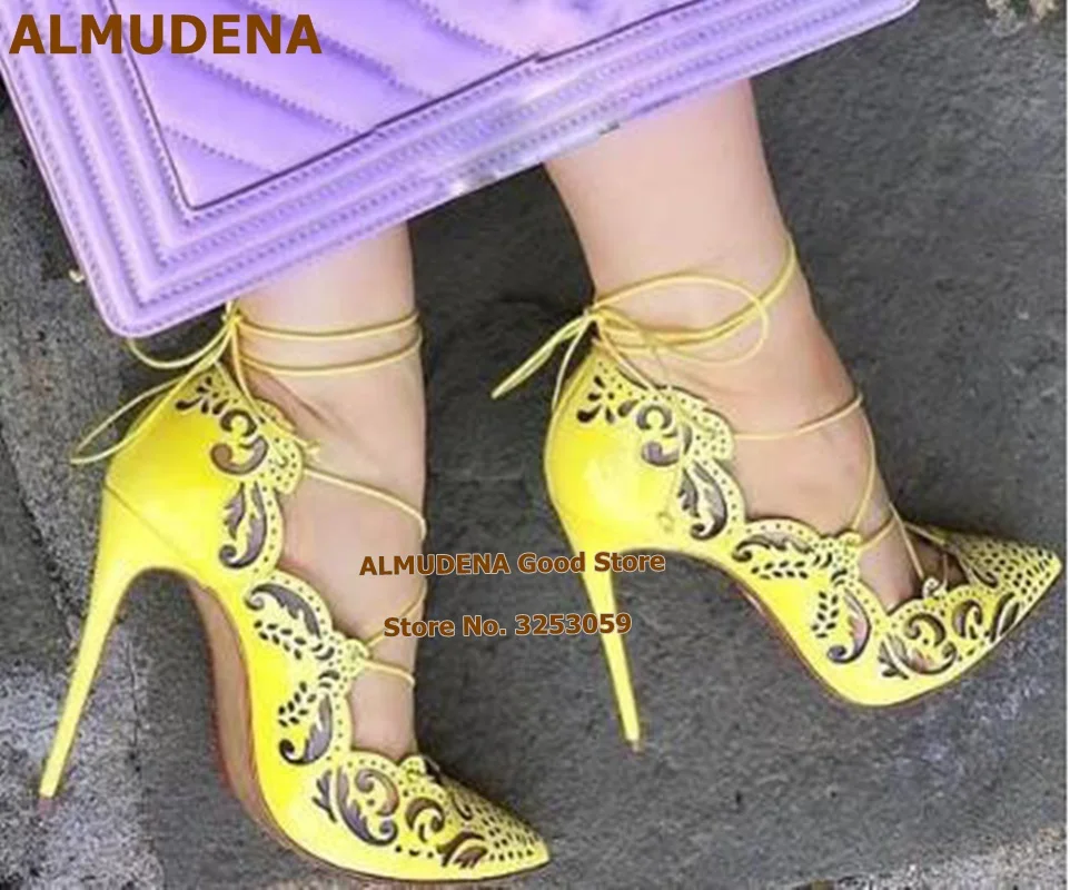 CL款雕花镂空系带尖头单鞋 (2)