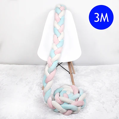 2.5M 3M Length Knot Newborn Bumper Long Knotted Braid Pillow Baby Bed Bumper in the Soft Crib Infant Room Decor - Цвет: As shows 3M