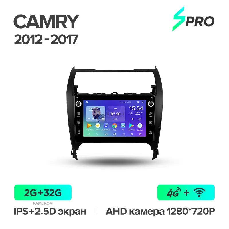 TEYES SPRO Штатная магнитола для Тойота Камри 8 50 55 Toyota Camry 8 50 55 2012- Android 8.1, до 8-ЯДЕР, до 4+ 64ГБ 32EQ+ DSP 2DIN автомагнитола 2 DIN DVD GPS мультимедиа автомобиля головное устройство - Цвет: Camry 12-17 Spro 32G