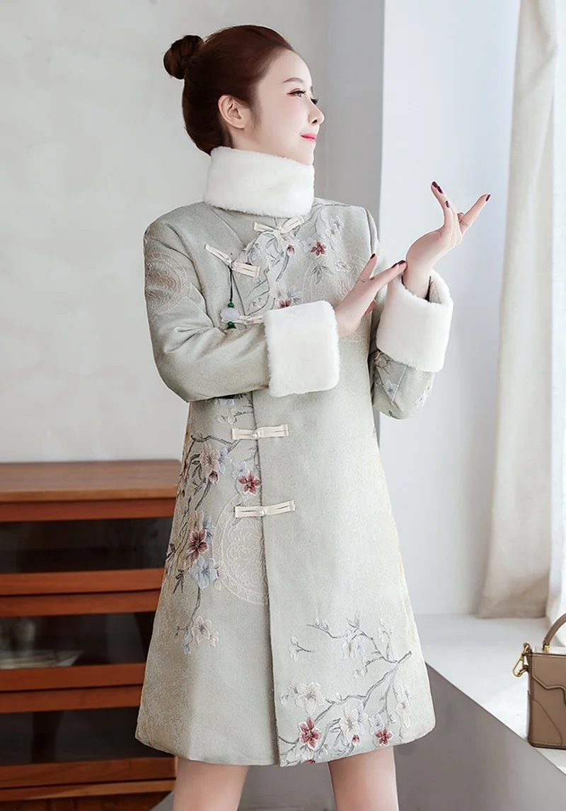 Ципао традиционное китайское восточное платье женское Чонсам сексуальное современное китайское платье Qi Pao толстое Женское зимнее азиатское платье TA2183 - Цвет: 3
