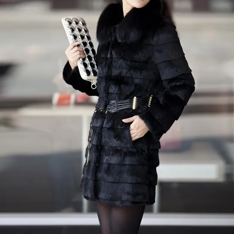 6XL Winter Women Plus Size Women Clothing 2XL 3XL Middle Long Luxury Fake Mink Fur Coats Black White Faux Fur Coat