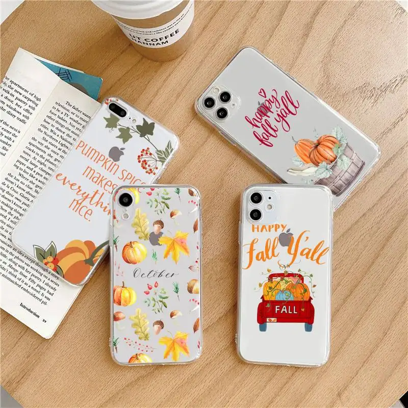 

Pumpkin Happy Autumn Phone Case Transparent soft For iphone 5 5s 5c se 6 6s 7 8 11 12 plus mini x xs xr pro max