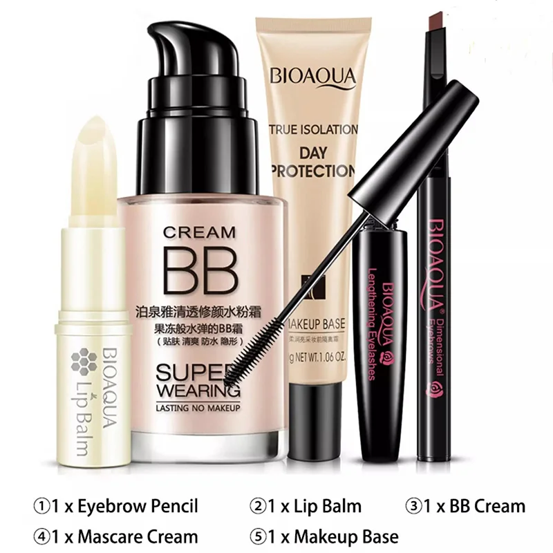 Women Make Up Set BB Cream Foundation Primer Concealer Mascara Cosmetics WH998