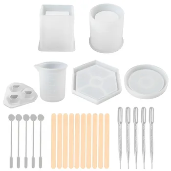 

26Pcs/Set Resin Casting Molds Coaster Cylinder Silicone Epoxy Jewelry Pendant Agate Making Mould Tool Home DIY Accessory Set