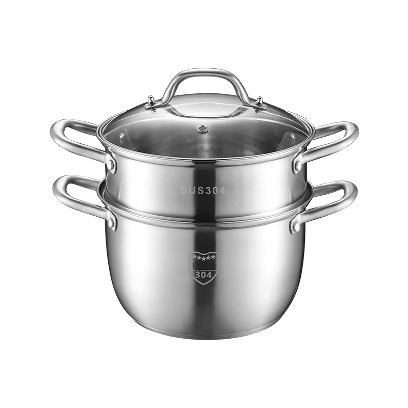 Cookware Pasta Pots 304 stainless steel Pasta Pot with steamer soup pot with steamer functional pot noodle 22/24/26/28/30cm