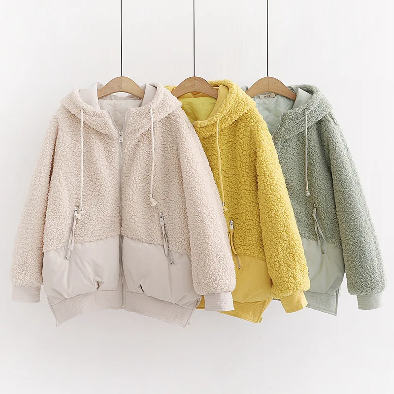 

2019 Autumn And Winter WOMEN'S Dress Hipster Berber Fleece Joint Thick Loose Warm down Coat Cotton-padded Clothes Women's