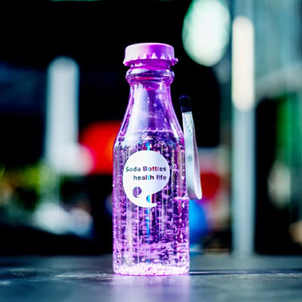 Небьющаяся Спортивная дорожная бутылка для воды портативная герметичная велосипедная чашка для кемпинга 550 мл бутылка для соды с шнурком - Цвет: Фиолетовый