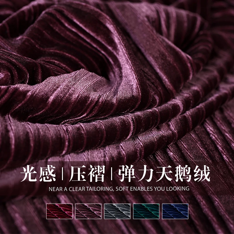 

160cm wide cruched velvet fabric meter stretch fashion dress polyester fabric elastic spandex fabric wholesale velvet cloth