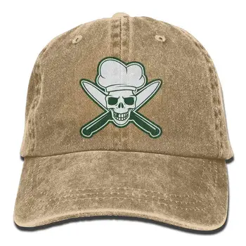 

Skull Chef Green Denim Hat Adjustable Women Baseball Cap