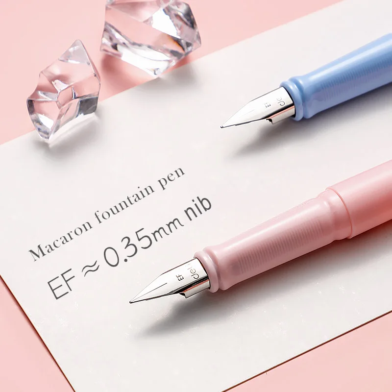 Deli Erasable Fountain Pen Set Kawaii Stationery 0.3mm Ink Sac Blue Black School Business Office Writing Fountain Pen 4