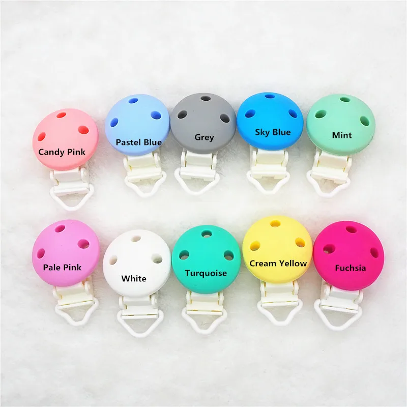 Chenkai 10pcs Silicone Round Teether Clips Diy Baby Pacifier Dummy