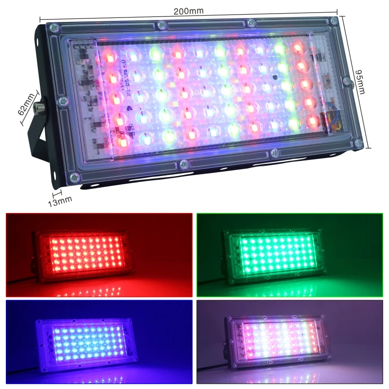 50 Вт светодиодный RGB прожектор светильник AC 220 В 230 в 240 открытый IP65