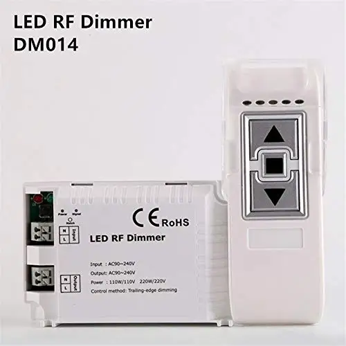 

AUSIDADM014 High Voltage 90-240VAC 1 Channel Trailing Edge Dimming 110V/110W 220V/220W ON/OFF 3 Key Remote LED RF Dimmer Control