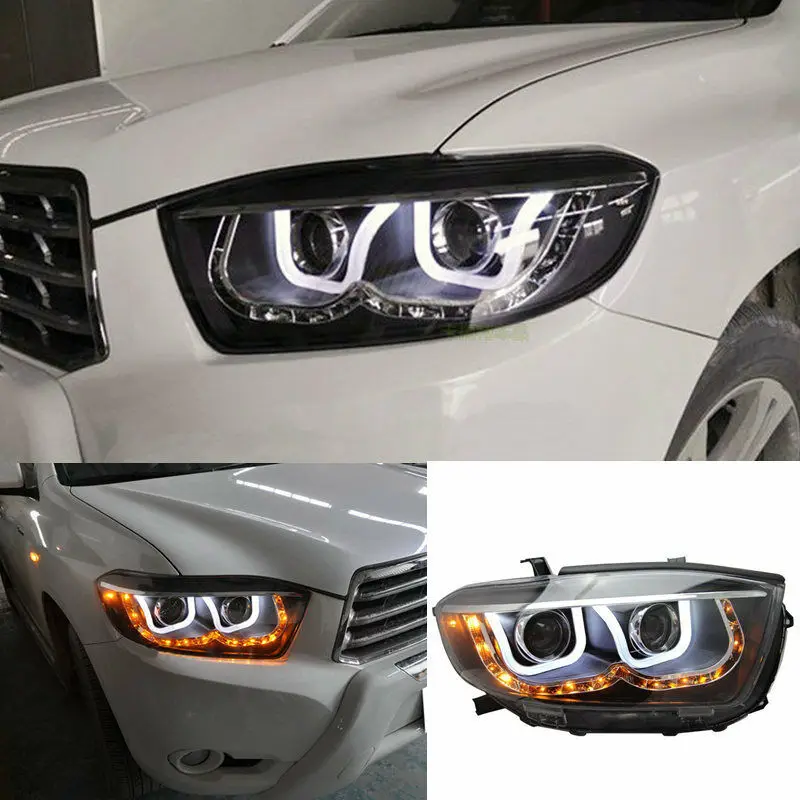 

Car U Shaped LED DRL HID High Low Beam Headlight Assembly For Toyota Highlander 2008 2009 2010