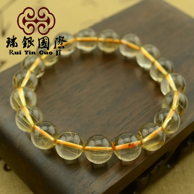 

Natural Blond Bracelets Yellow Crystal Rutile Bracelets zhao zheng Finance Men And Women round Beads Single Loop Hand Jewelry Pu