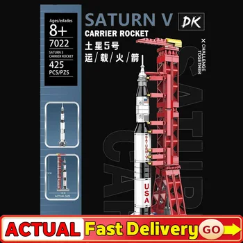 

425 PCS 7022 Technic Apollo Project Lunar Astronaut Saturn V Carrier Rocket Model Building Blocks Bricks Toys Gift for Children