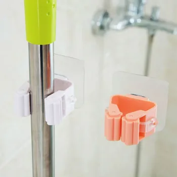 

Wall Mounted Mop Holder Broom Hanger Clip Home Goods Seamless Bathroom Home Kitchen Organizer Racks Hook Clip Card Holder#YL10