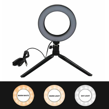 

Table Tripods For Makeup Video Live Studio Dimmable LED Ring Light For iPad Microphone Phone Holder Selfie Photographic Lighting
