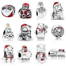 CodeMonkey Настоящее 925 Strerling серебро Санта подвеска с Санта-Клаусом подходит дизайн браслет бусины DIY ювелирные изделия для женщин