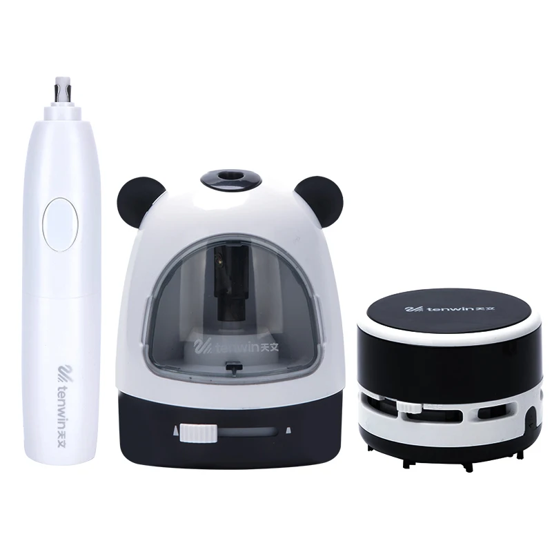 

TEN-WIN Electric Stationery Three-piece Set Automatic Pencil Sharpener Electric Eraser Mini Desktop Vacuum Cleaner Stationery