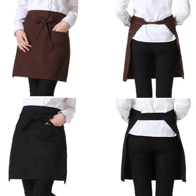 2020 Creative Universal Unisex Apron Short Waist Apron Kitchen Cooking Women Men Bar Aprons with Pocket for Chef Waiter Waitress