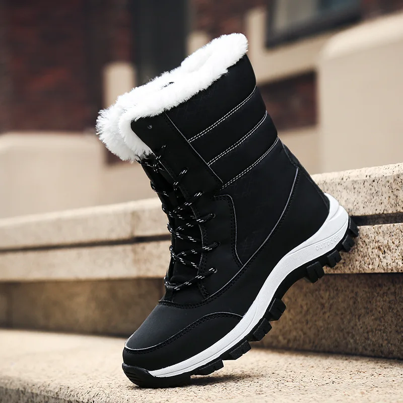 

2019 Winter New Style Large Size WOMEN'S Snow Boots Cotton-padded Shoes Brushed And Thick Hight-top Deep Boots
