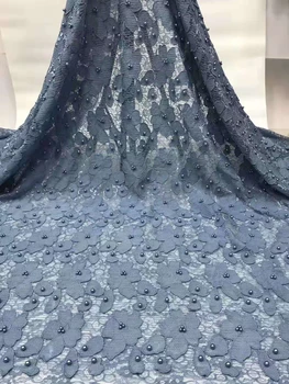 

French lace high-grade fabric, beaded African women's fabric, dark lace popular dress material FJ34711
