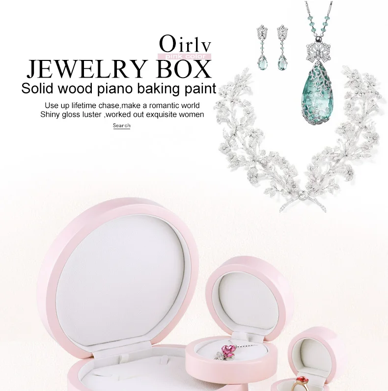 Oirlv романтическая розовая Лаковая коробка для упаковки ювелирных изделий с бархатной вставкой Свадебное обручальное кольцо ожерелье Ювелирная Подарочная коробка Органайзер