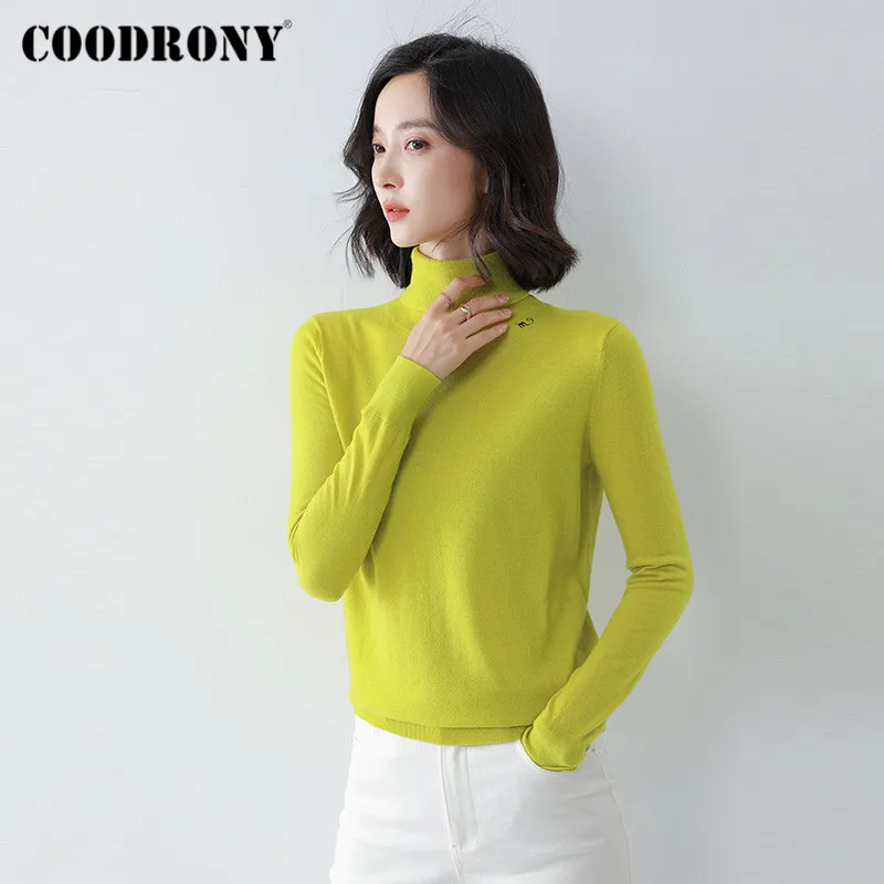 COODRONY Brand 2020 New Winter Knitted Stand Collar Warm Female Jumper Streetwear Slim Turtleneck Pullover Sweater Women W1168