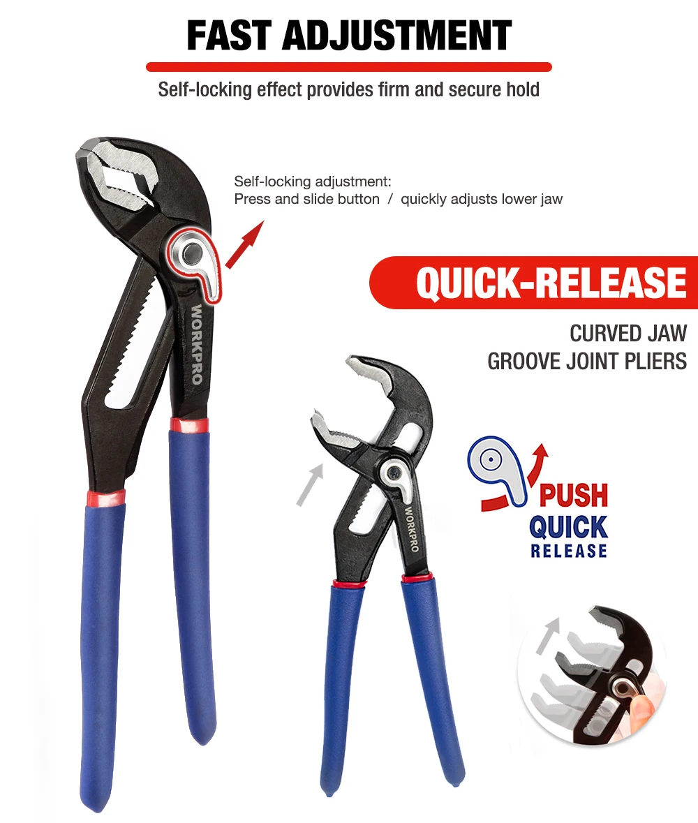 Workpro 8 &quot10" водяной насос Щипцы для наращивания волос Quick release Водостоки прямо