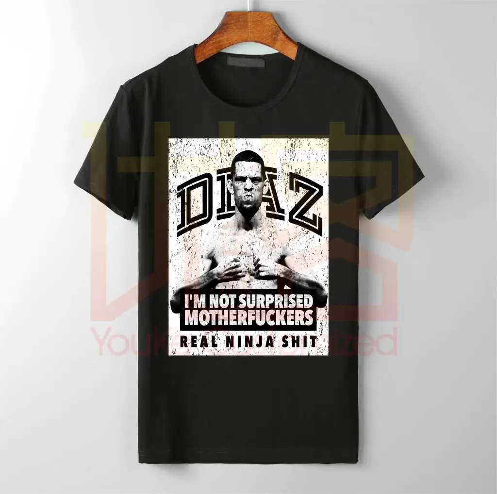 Новинка Мужская футболка nate diaz хит продаж круглый вырез 100% хлопок принт на заказ